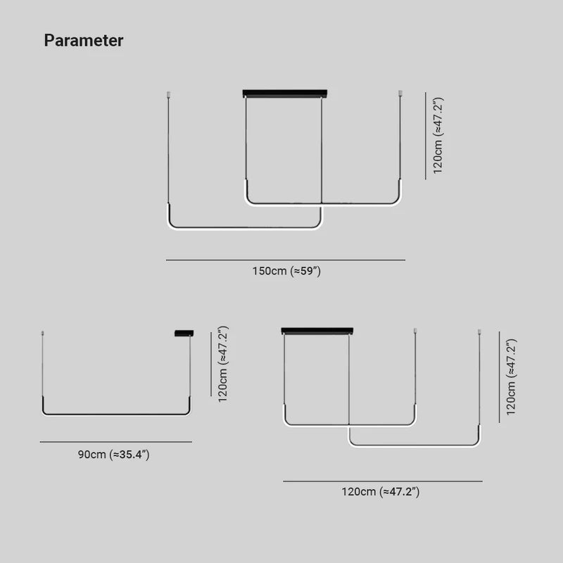 Arisha Moderne LED Lampade a Sospensione Lineare Doppia Cornice